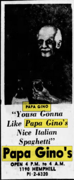Papa Ginos - Dec 03 1967 Article